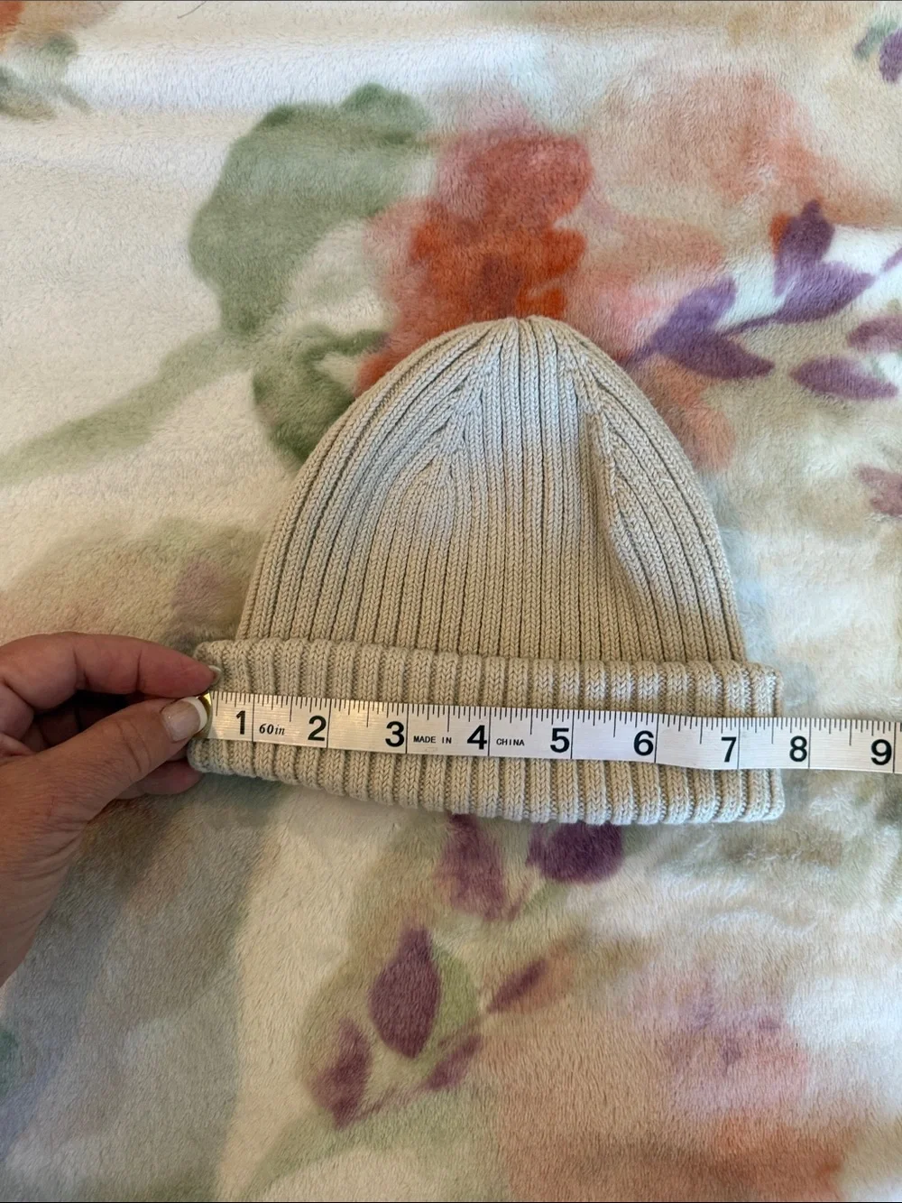Zara Kids Ribbed Beanie Hat in Light Beige